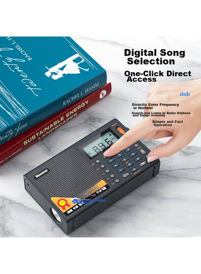 Newmine T-6637 Full Band Radio, Digital Mini Card Player For Elderly, Multifunctional Portable Semiconductor Fm Player, English Cet-4/6 Broadcast And Opera Listening Device - Image 2