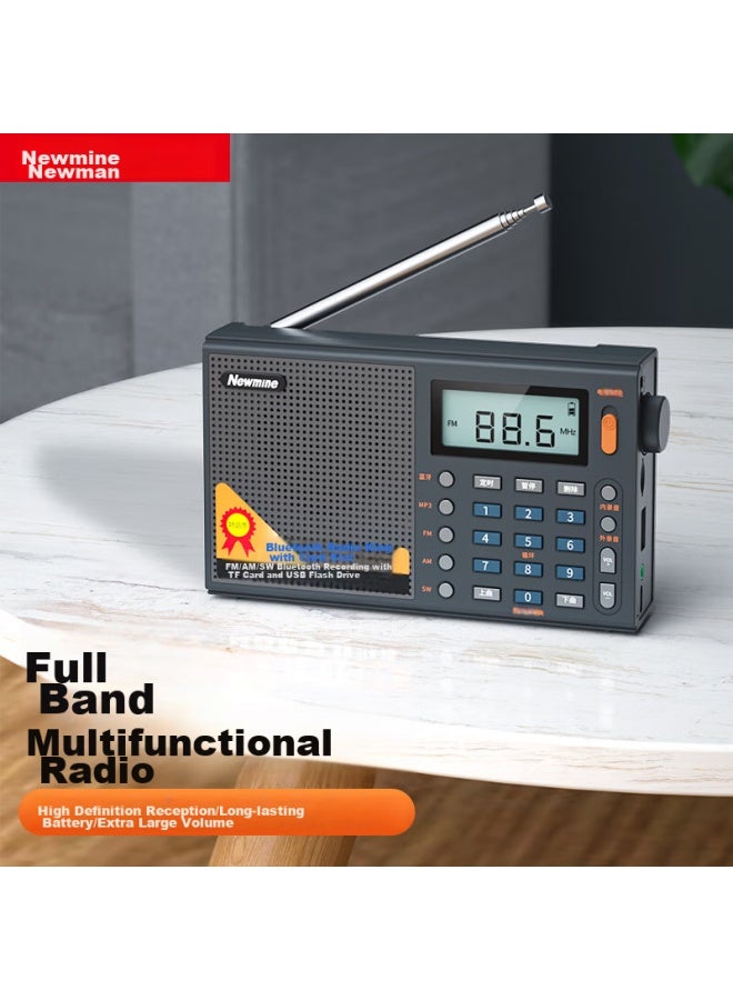 Newmine T-6637 Full Band Radio, Digital Mini Card Player For Elderly, Multifunctional Portable Semiconductor Fm Player, English Cet-4/6 Broadcast And Opera Listening Device - Image 1