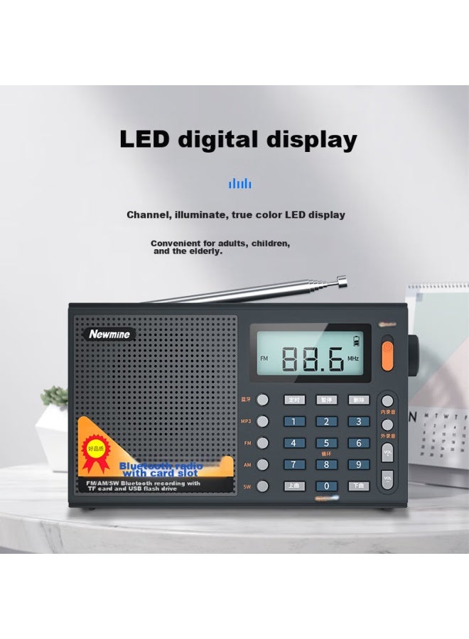 Newmine T-6637 Full Band Radio, Digital Mini Card Player For Elderly, Multifunctional Portable Semiconductor Fm Player, English Cet-4/6 Broadcast And Opera Listening Device - Image 3