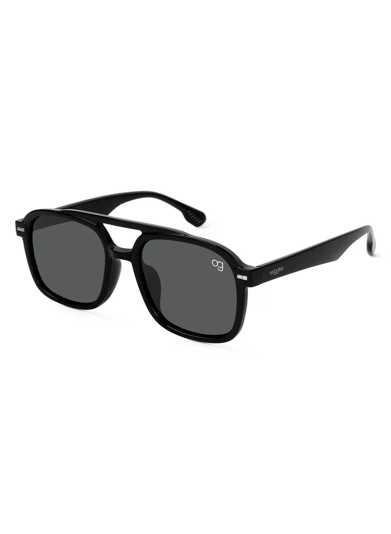 Woggles Designer Black Square Sunglasses| Men &amp; Women| 100% Uv Protection