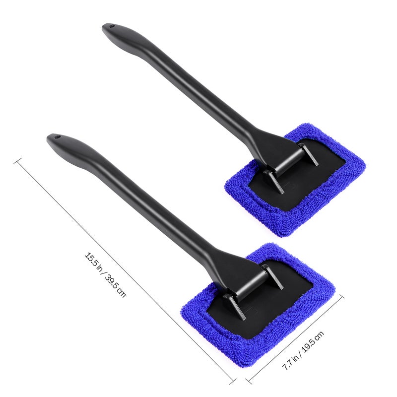 2pcs Car Windshield Cleaner Brush Auto Window Glass Cleaning Brush Tools with Long Handle (Blue) - Image 2
