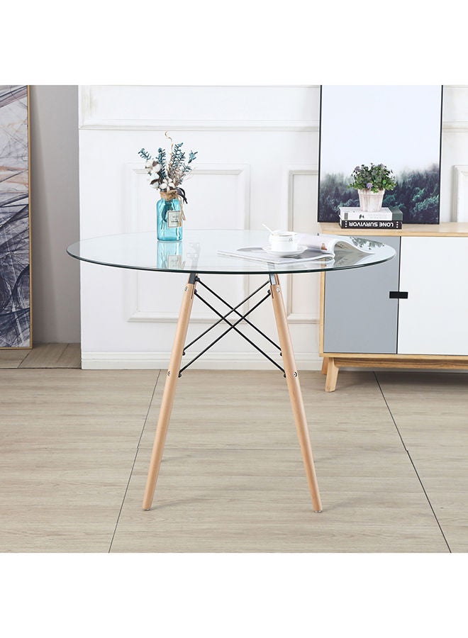 Home Box Dimi 5-Piece 4-Seater Glass Top Round Dining Set 100x75x100 cm - Image 3