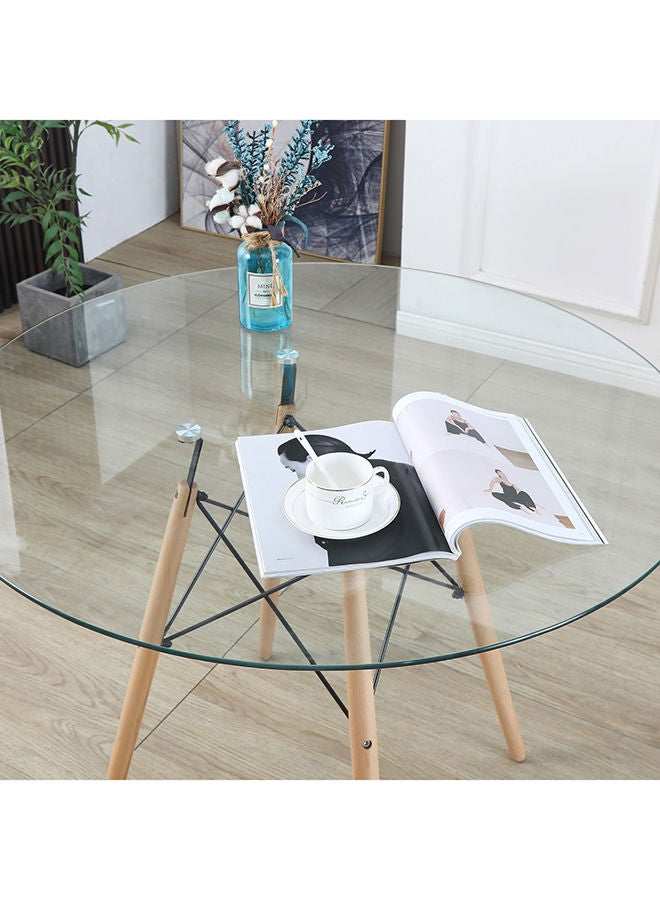 Home Box Dimi 5-Piece 4-Seater Glass Top Round Dining Set 100x75x100 cm - Image 4