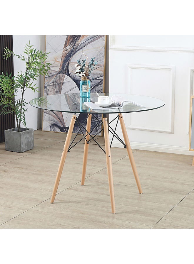 Home Box Dimi 5-Piece 4-Seater Glass Top Round Dining Set 100x75x100 cm - Image 2