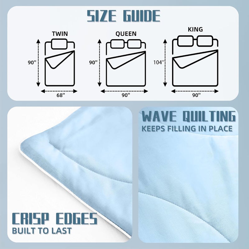 DOWNCOOL Cooling Comforter Twin Size, Blue Cooling Blanket for Hot Sleeper | Lightweight & Breathable Blanket for Night Sweats,Dual-Side Cooling Summer Bedding,68"X90" - Image 5