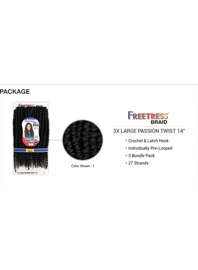 FreeTress Braids Freetress Braid Synthetic Crochet 3X Large Passion Twist 14" (1B Off Black) - Image 3