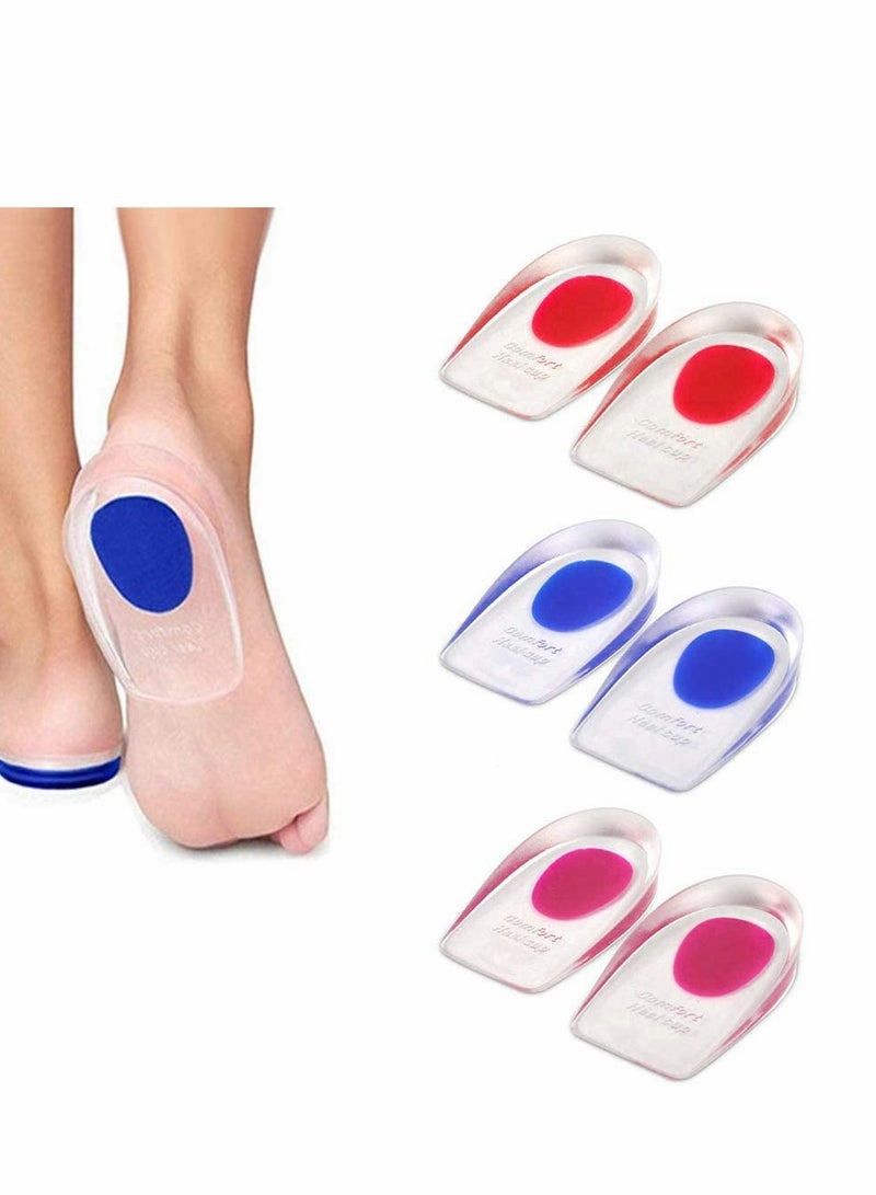 KASTWAVE Gel Heel Cups Plantar Fasciitis Inserts, 3 Pairs Silicone Heel Cup Pads for Bone Spurs Pain Relief Protectors of Your Sore or Bruised Feet Best Insole Gels Treatment (Small) - Image 1