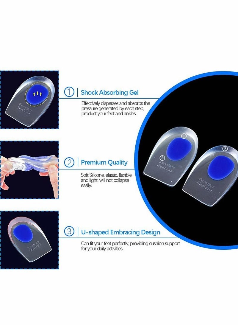 KASTWAVE Gel Heel Cups Plantar Fasciitis Inserts, 3 Pairs Silicone Heel Cup Pads for Bone Spurs Pain Relief Protectors of Your Sore or Bruised Feet Best Insole Gels Treatment (Small) - Image 4