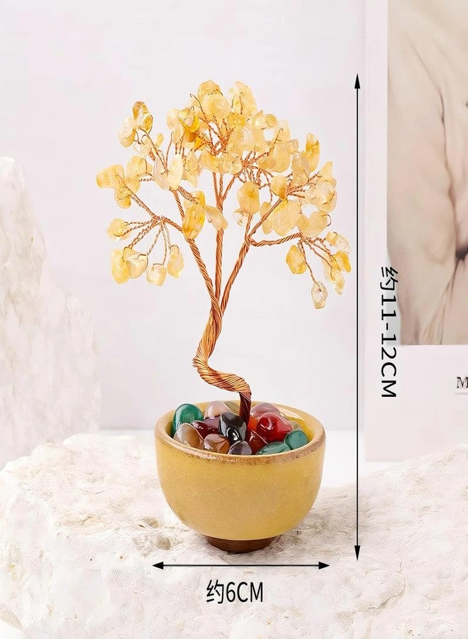 Chiorgone Green Aventurine Crystal Money Tree - Feng Shui Bonsai for Luck & Prosperity, Tabletop Decor for Home Office Artificial Trees with Green Ceramic Pot - Image 2
