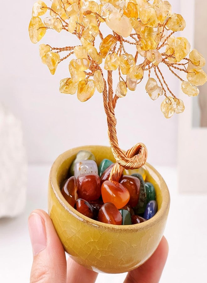 Chiorgone Green Aventurine Crystal Money Tree - Feng Shui Bonsai for Luck & Prosperity, Tabletop Decor for Home Office Artificial Trees with Green Ceramic Pot - Image 3