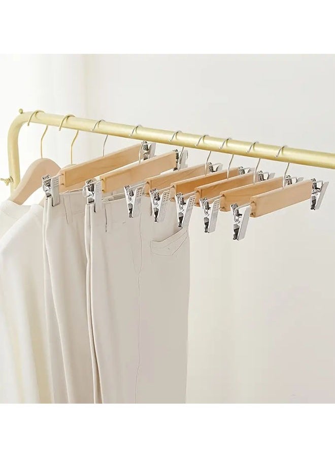 Pack of 20 Non-Slip Seamless Solid Wood Hangers with Multi-Function Belt Clips and Hooks