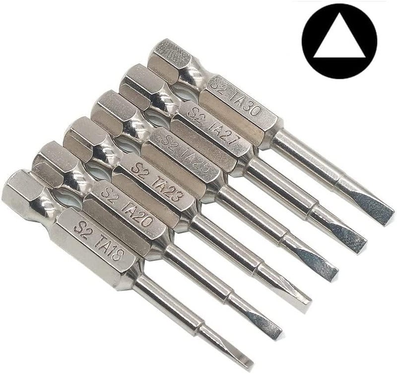 Fixinus 6 Pieces Magnetic Triangle Screwdriver Bits Set 1/4 inch Hexagonal 1.8 mm, 2.0 mm, 2.3 mm, 2.5 mm, 2.7 mm, 3.0 Triangle Bits 50mm Length - Image 3