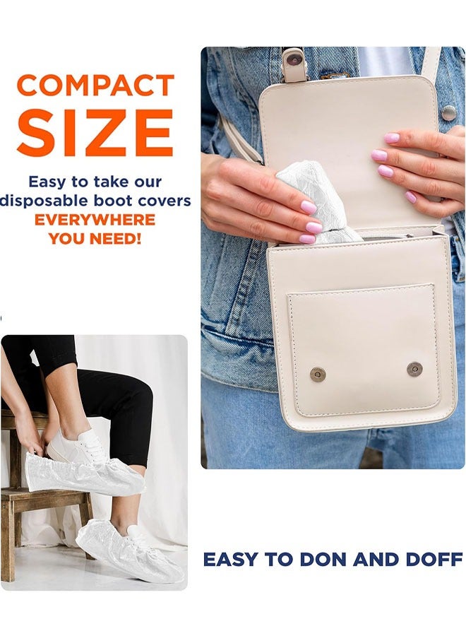 Disposable Shoe Covers, 100 Pack(50 Pairs) Non Slip Shoe Booties Cover, Dustproof Breathabl Shoe Booties Covers for Home, Real Estate, Workplace, Construction, Floor, Travel (White)  - Image 4