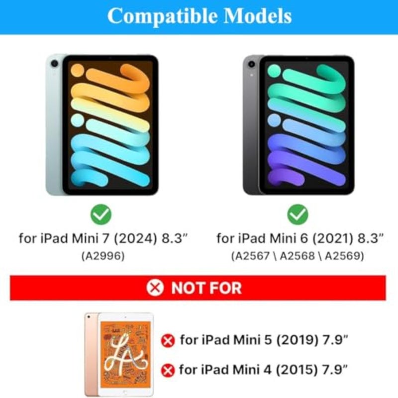 لوحة مفاتيح سحرية قابلة للفصل لجهاز iPad Mini 6th/7th Gen 2021/2024 8.3 بوصة: ألومنيوم، أسود، بلوتوث مغناطيسي مع حامل، لوحة تتبع متعددة اللمس، إضاءة خلفية 7 ألوان - Image 2