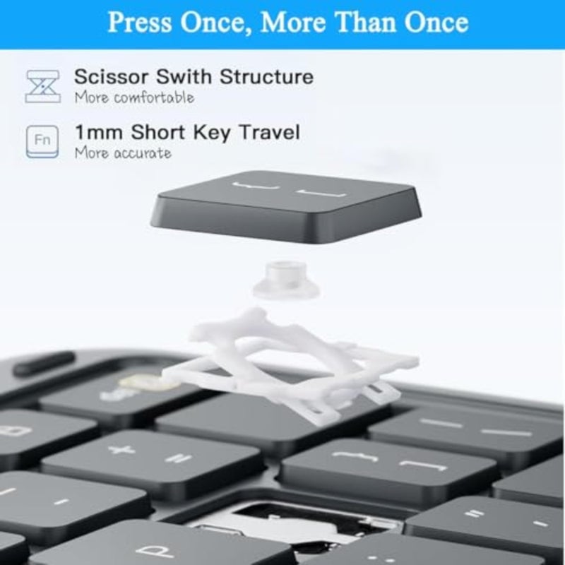 لوحة مفاتيح سحرية قابلة للفصل لجهاز iPad Mini 6th/7th Gen 2021/2024 8.3 بوصة: ألومنيوم، أسود، بلوتوث مغناطيسي مع حامل، لوحة تتبع متعددة اللمس، إضاءة خلفية 7 ألوان - Image 4