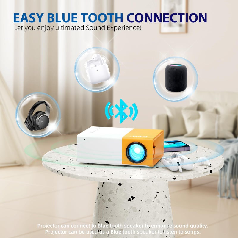 PVO Mini Projector Portable For Cartoon, Outdoor Video Projectors, LED Pico Movie-Projector for Home Theater, Kids Gift, Video Can Be Easily Mirrored Directly to The Projector Via Data Cable - Image 5