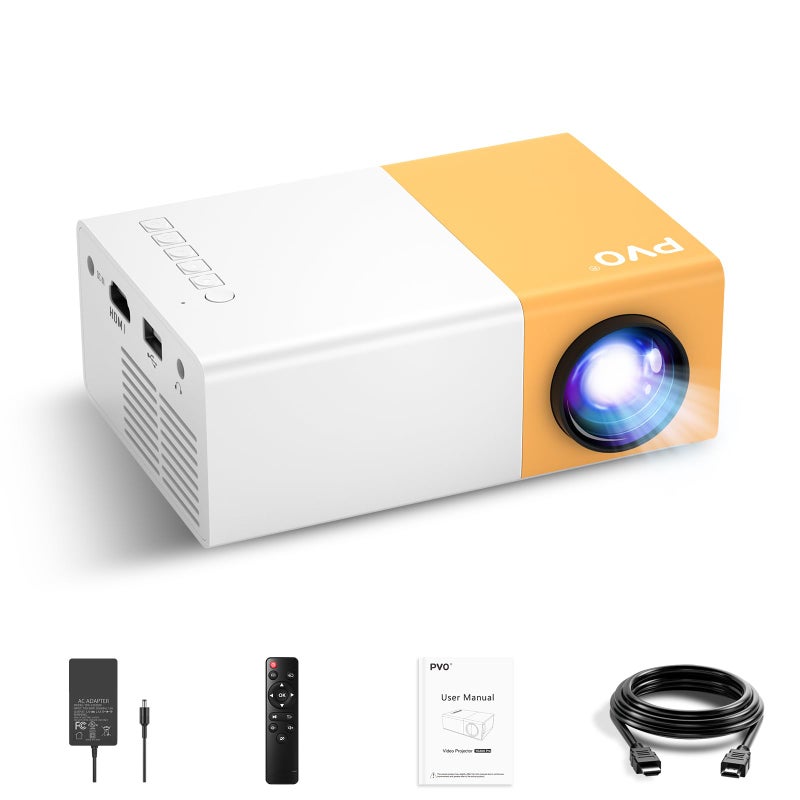 PVO Mini Projector Portable For Cartoon, Outdoor Video Projectors, LED Pico Movie-Projector for Home Theater, Kids Gift, Video Can Be Easily Mirrored Directly to The Projector Via Data Cable - Image 1
