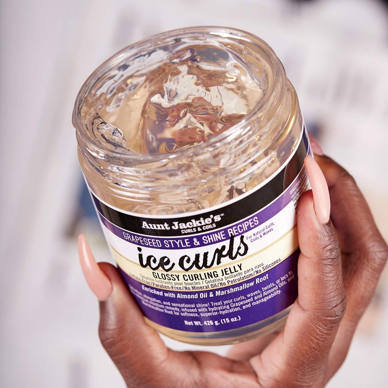 Aunt Jackie's Grapeseed Style and Shine Recipes Ice Curls Glossy Curling Jelly, Hydrates, Softens, Makes Waves, Curls and Coils Easier to Style, 15oz - Image 3