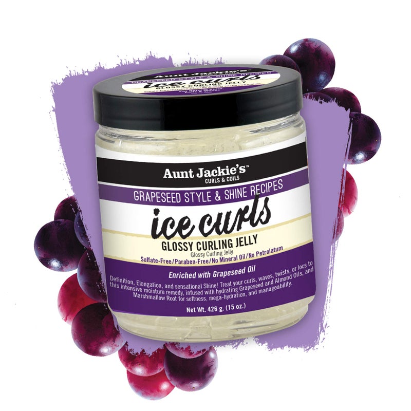 Aunt Jackie's Grapeseed Style and Shine Recipes Ice Curls Glossy Curling Jelly, Hydrates, Softens, Makes Waves, Curls and Coils Easier to Style, 15oz - Image 2