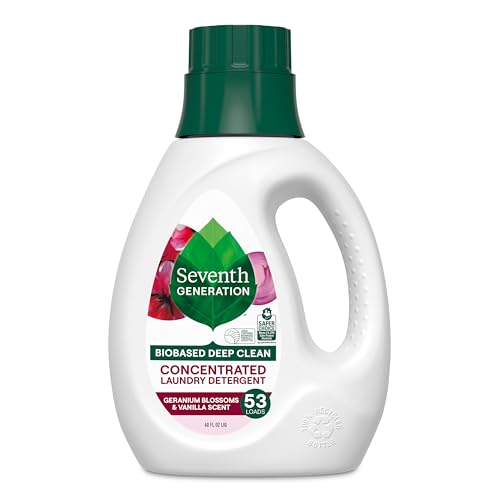 Seventh Generation Concentrated Laundry Detergent Stain Fighting Formula Geranium Blossom Vanilla 40 oz 53 Loads