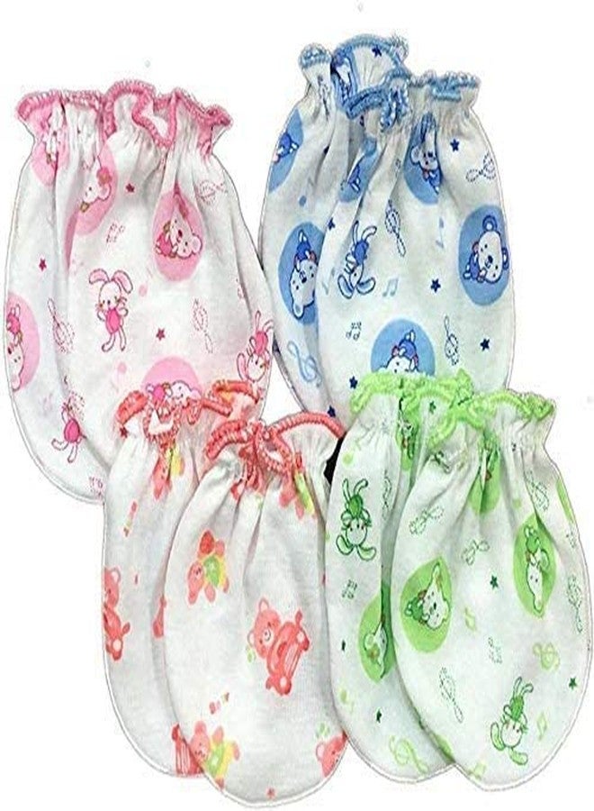Mini Berry Soft Cotton Newborn Baby Elastic Mittens Mix Print Pack of 4 Pair (Multi) - Image 1