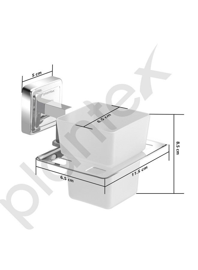 plantex Plantex 304 Grade Stainless Steel Toothbrush Holder/ABS Toothpaste Stand/Tumbler Holder for Bathroom - Decan (Chrome)  - Image 4