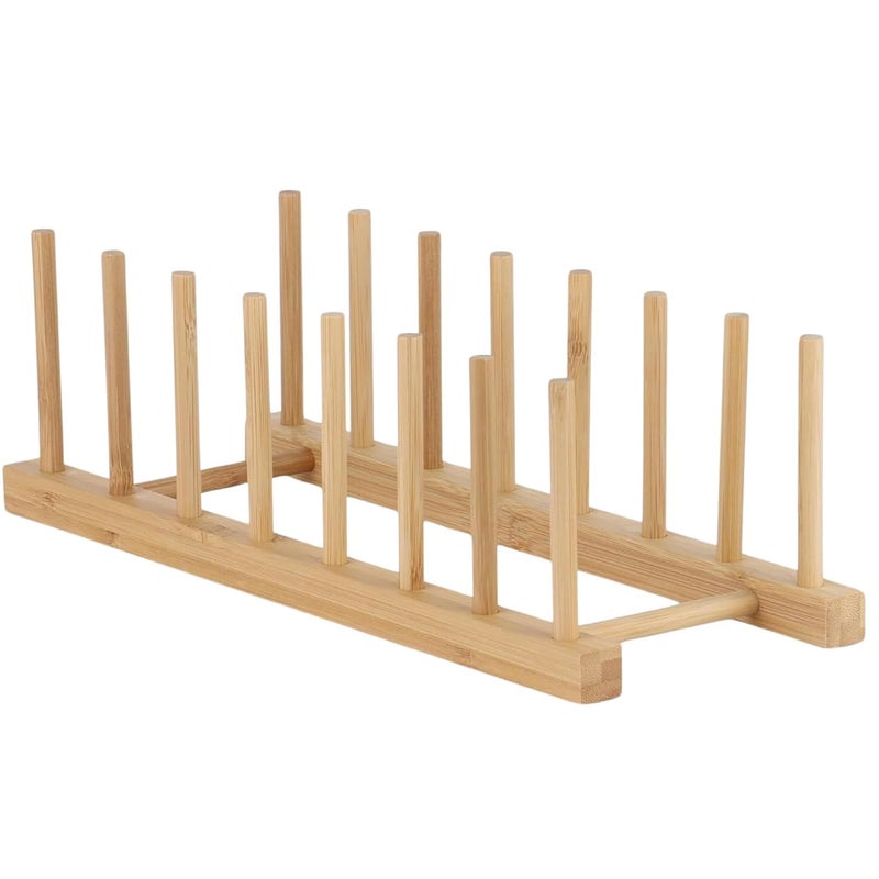 CELEORIS Bamboo Wooden Dish Drying Rack Plate Stand Holder for Kitchen Cabinet Storage Organizer for DishPlateCupPot LidCutting BoardBook Pack of1 - Image 1