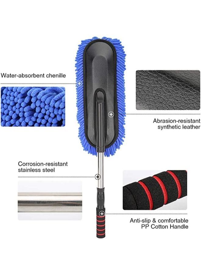 Generic Microfiber Water Absorbent Chenille Vehicle Duster Wash Brush Interior and Exterior Cleaning Kit with Extendable Handle for Car  - Image 3