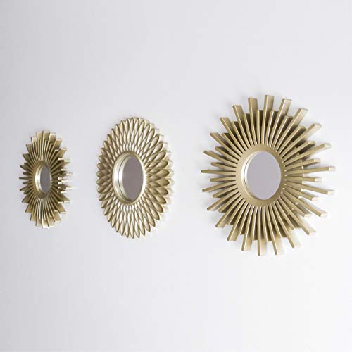 BONNYCO Gold Mirrors for Wall Pack of 3, Round Wall Mirrors Bedroom Room and Home Decor. Espejos Decorativos de Pared Sala Dormitorio, Modern Minimalist Decor Vintage, Chic. Gifts for Women Mums - Image 3