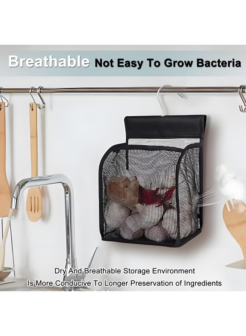 2 Pcs Peg Bag for Washing Line with Hanger, Foldable Portable Clothes Storage Bag, Reusable Mesh Pegs Bag with Easy Hanging Hook, Waterproof  Quick-Drying Organizer for Laundry, Shower, and Travel - Image 3