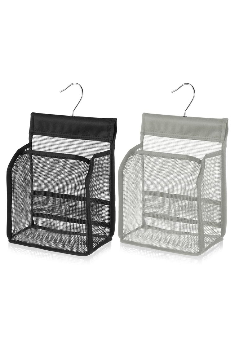 2 Pcs Peg Bag for Washing Line with Hanger, Foldable Portable Clothes Storage Bag, Reusable Mesh Pegs Bag with Easy Hanging Hook, Waterproof  Quick-Drying Organizer for Laundry, Shower, and Travel - Image 1
