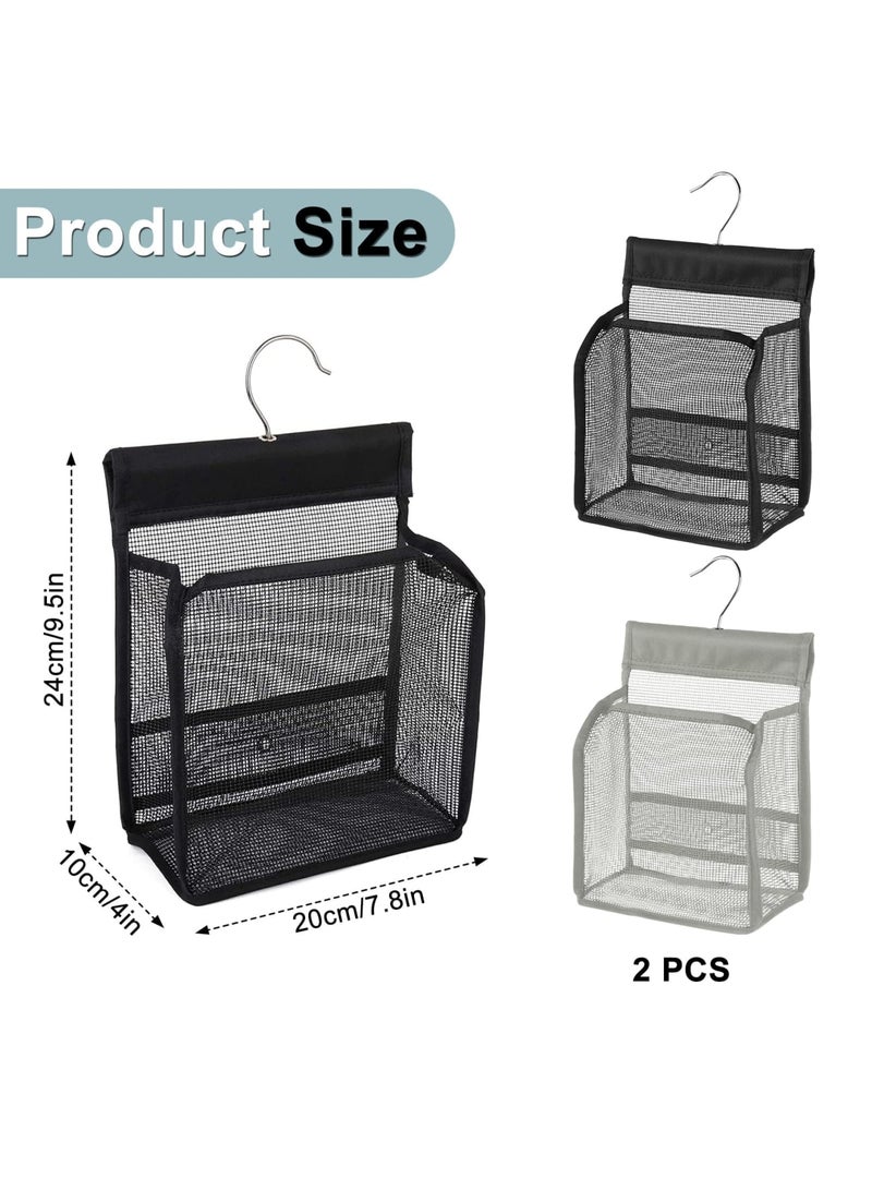 2 Pcs Peg Bag for Washing Line with Hanger, Foldable Portable Clothes Storage Bag, Reusable Mesh Pegs Bag with Easy Hanging Hook, Waterproof  Quick-Drying Organizer for Laundry, Shower, and Travel - Image 5
