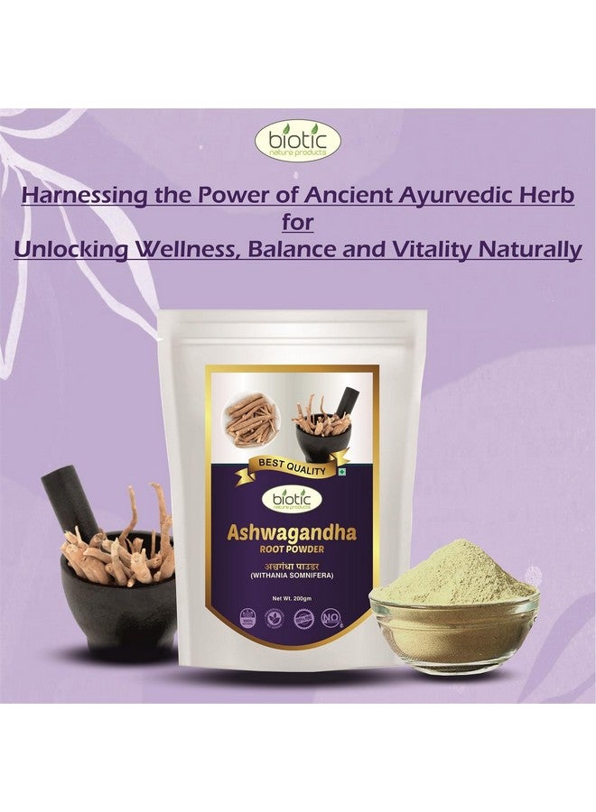 Biotic مسحوق أشواغاندا العضوي 200 جرام (ويثانيا سومنيفيرا) مسحوق أشواغاندا النقي - مسحوق جذر أشواغاندا للرجال والنساء - Image 2
