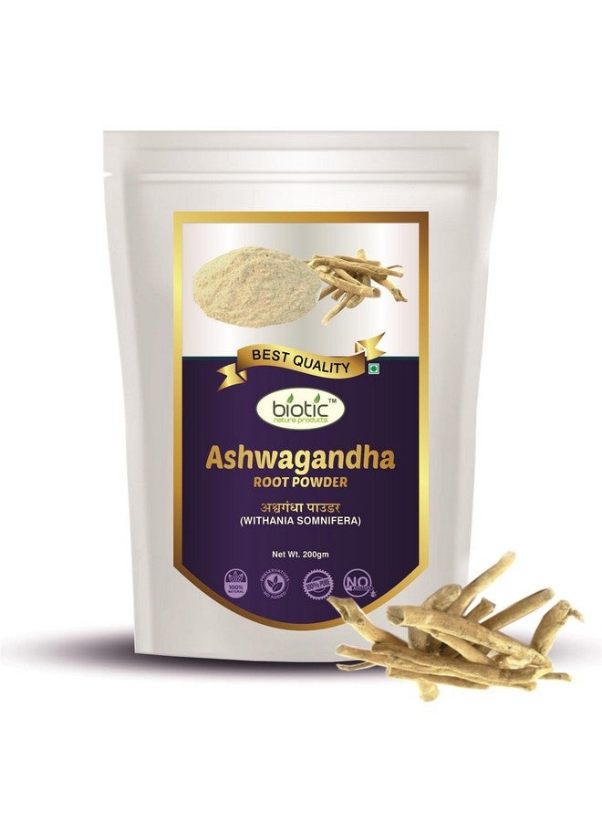 Biotic مسحوق أشواغاندا العضوي 200 جرام (ويثانيا سومنيفيرا) مسحوق أشواغاندا النقي - مسحوق جذر أشواغاندا للرجال والنساء - Image 4