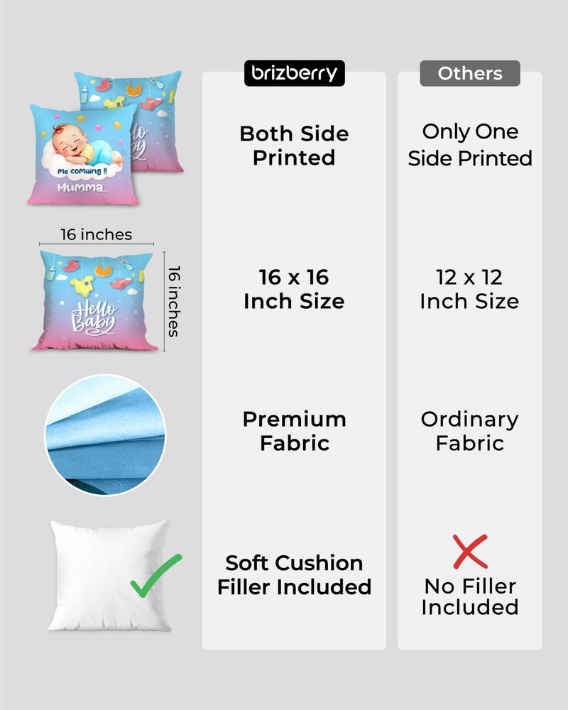 Brizberry ® Premium Throw Pillow Cushion, mom to be Gifts, Pregnant Woman Wife Sister, Coming Soon Mumma, Pregnancy Gift for Baby Shower, with Premium Filler Cushion (16 inch x 16 inch) (Design 7) - Image 3