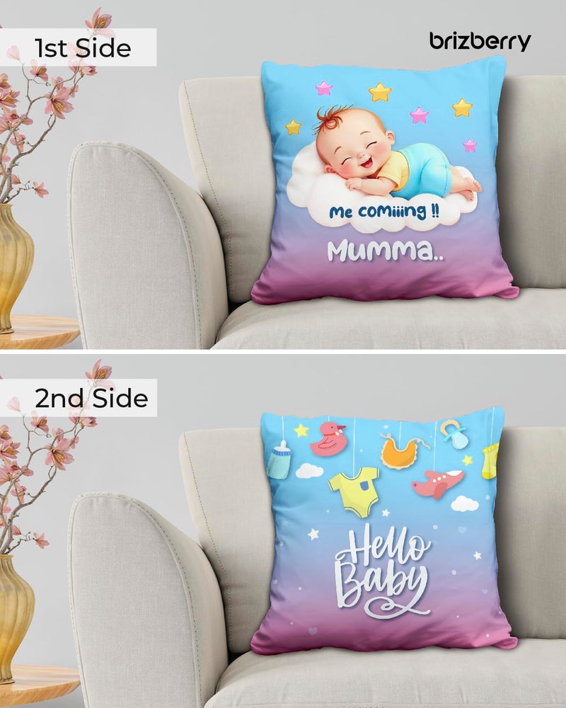 Brizberry ® Premium Throw Pillow Cushion, mom to be Gifts, Pregnant Woman Wife Sister, Coming Soon Mumma, Pregnancy Gift for Baby Shower, with Premium Filler Cushion (16 inch x 16 inch) (Design 7) - Image 2