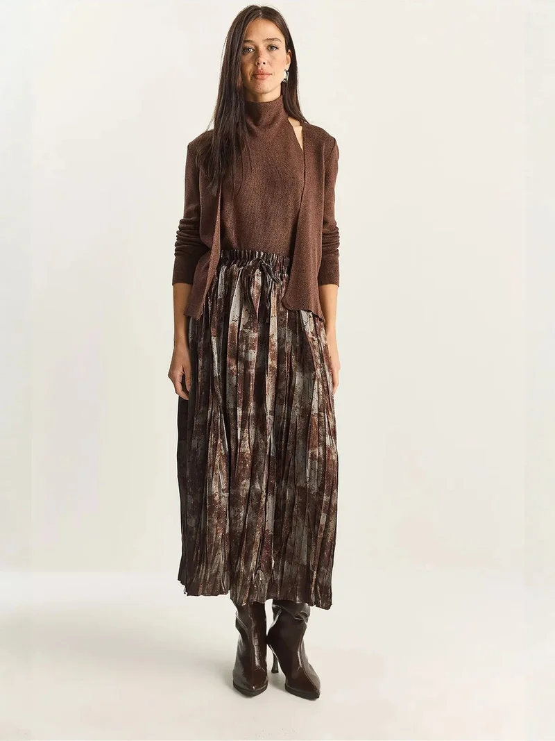 Bianco Lucci LUCCI High Waist Long Skirt with Elastic Band