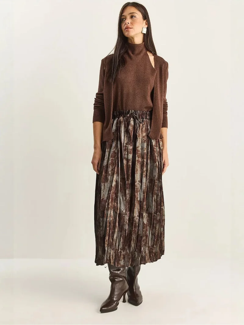 Bianco Lucci LUCCI High Waist Long Skirt with Elastic Band