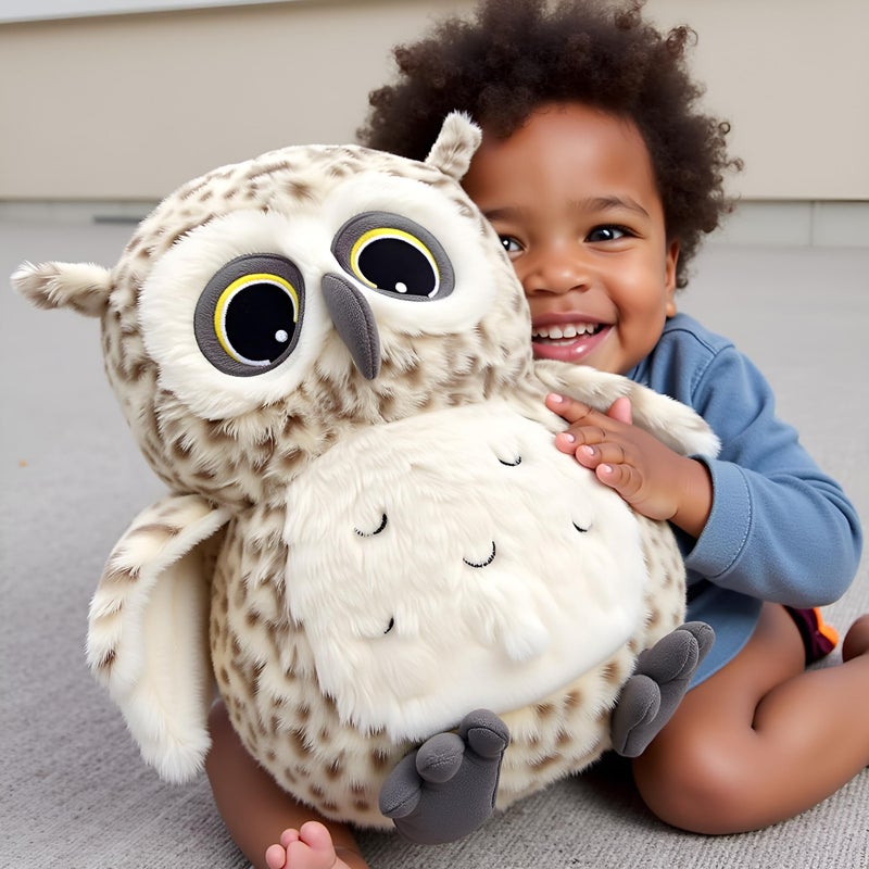 Ryttir 15.7 Inch Chubby Snowy Owl Stuffed Animal, Adventure Stuffed Owl Plush Toy, Brave Boy's and Girl's Room Decor, Funny Gift for Kids and Women - Image 4