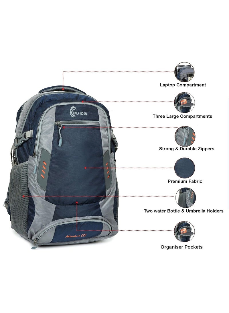 هاف مون Half Moon Extra Large Size 55L Waterproof Rucksack Bags/Trekking Back packs for Man | Luggage Bag for Travelling with Laptop Compartment & Rain cover | For Hiking, Travel Backpack for Men & Women - Image 3