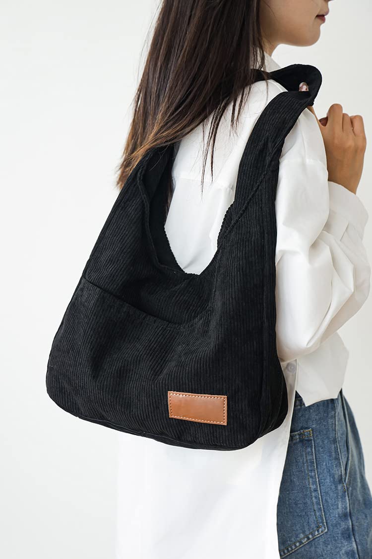 Ulisty Women Corduroy Hobo Bag Wide Strap Shoulder Bag Casual Tote Bag Shopper Purse Handbag khaki - Image 5