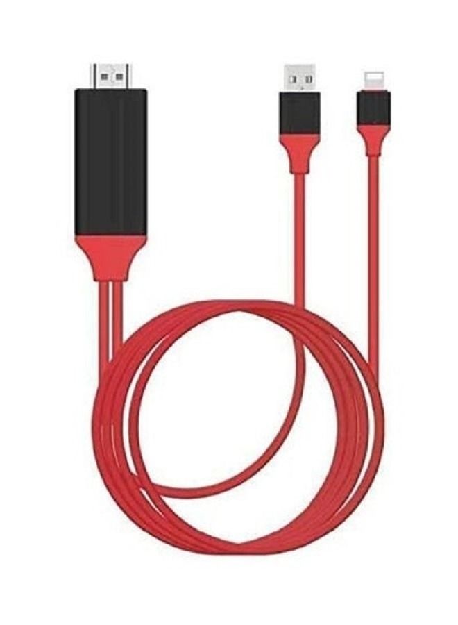 ICS HDMI AV TV Cable for Apple iPhone Red/Black - Image 2
