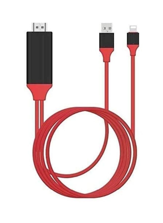ICS HDMI AV TV Cable for Apple iPhone Red/Black - Image 1