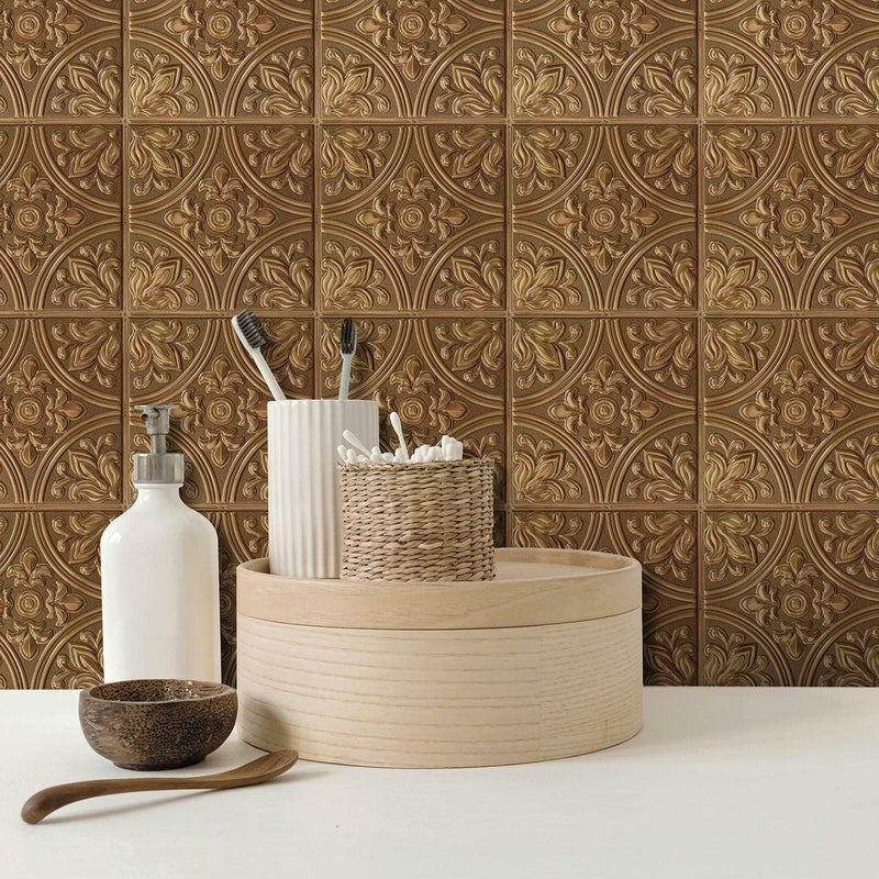 RoomMates TIL4873FLT StickTiles Copper Tin Peel and Stick Tile Backsplash - Image 3