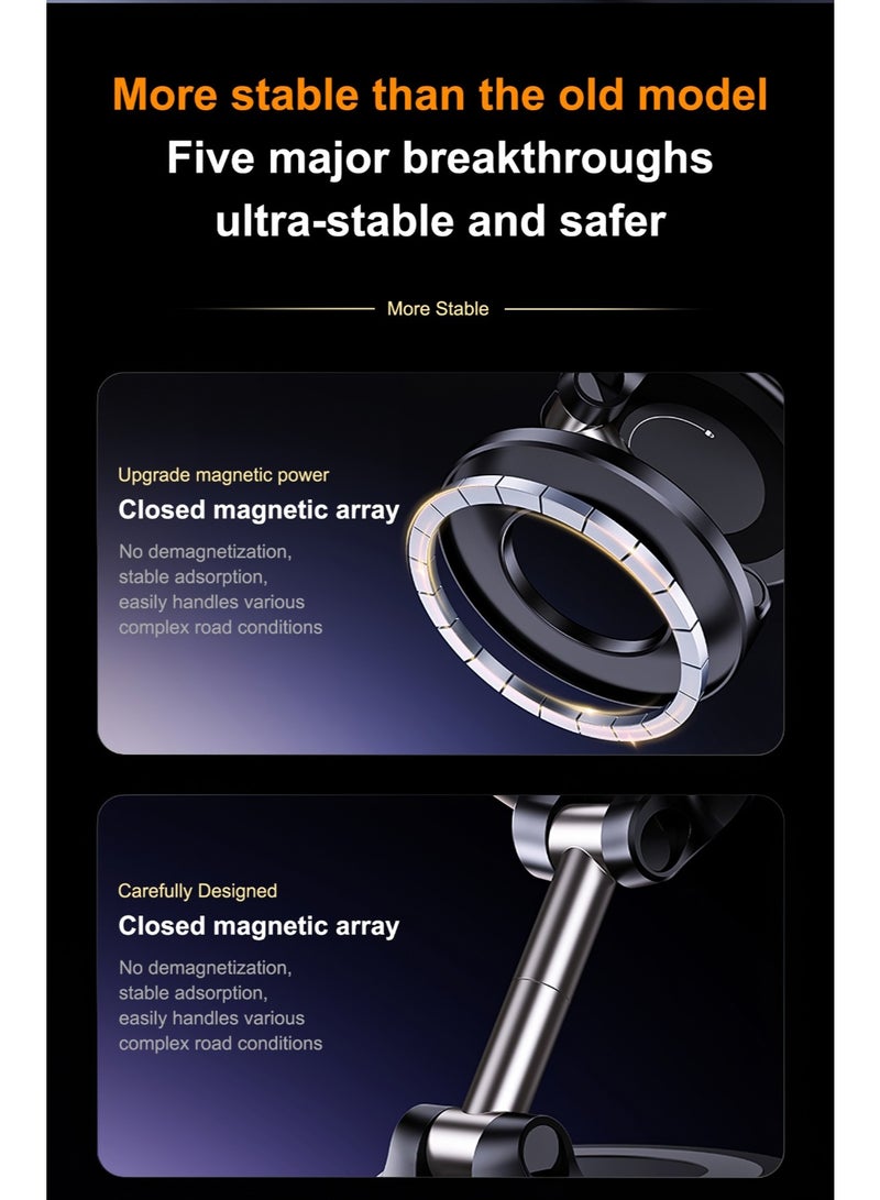 حامل هاتف مغناطيسي مطور بالشفط المغناطيسي - متعدد الزوايا يدور بدون استخدام اليدين وقابل للتعديل حامل هاتف مغناطيسي للسيارة حامل هاتف مغناطيسي مناسب للسيارة/صالة الألعاب الرياضية/المرآة/السطح الأملس - Image 3
