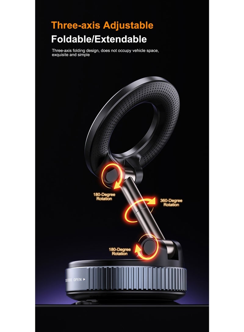 حامل هاتف مغناطيسي مطور بالشفط المغناطيسي - متعدد الزوايا يدور بدون استخدام اليدين وقابل للتعديل حامل هاتف مغناطيسي للسيارة حامل هاتف مغناطيسي مناسب للسيارة/صالة الألعاب الرياضية/المرآة/السطح الأملس - Image 4