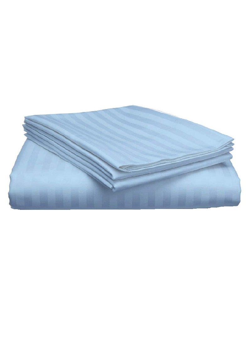 Blueberry Striped Sheet Set Sheets Deep Pockets Machine Washable Hotel Bedding Silky Soft 200x200+20cm - Image 1