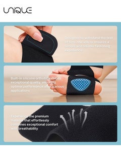 Unique Orthotic Arch Support - Foot Brace With Gel Inserts Insole - Adjustable Compression Bands w/Gel Pads for Flat Feet, High & Fallen Arches - Comfortable Plantar Fasciitis Brace for Day & Night (Black)  - Image 3