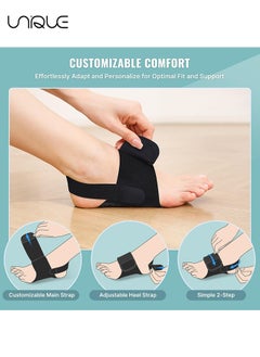 Unique Orthotic Arch Support - Foot Brace With Gel Inserts Insole - Adjustable Compression Bands w/Gel Pads for Flat Feet, High & Fallen Arches - Comfortable Plantar Fasciitis Brace for Day & Night (Black)  - Image 5