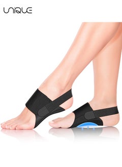 Unique Orthotic Arch Support - Foot Brace With Gel Inserts Insole - Adjustable Compression Bands w/Gel Pads for Flat Feet, High & Fallen Arches - Comfortable Plantar Fasciitis Brace for Day & Night (Black)  - Image 1